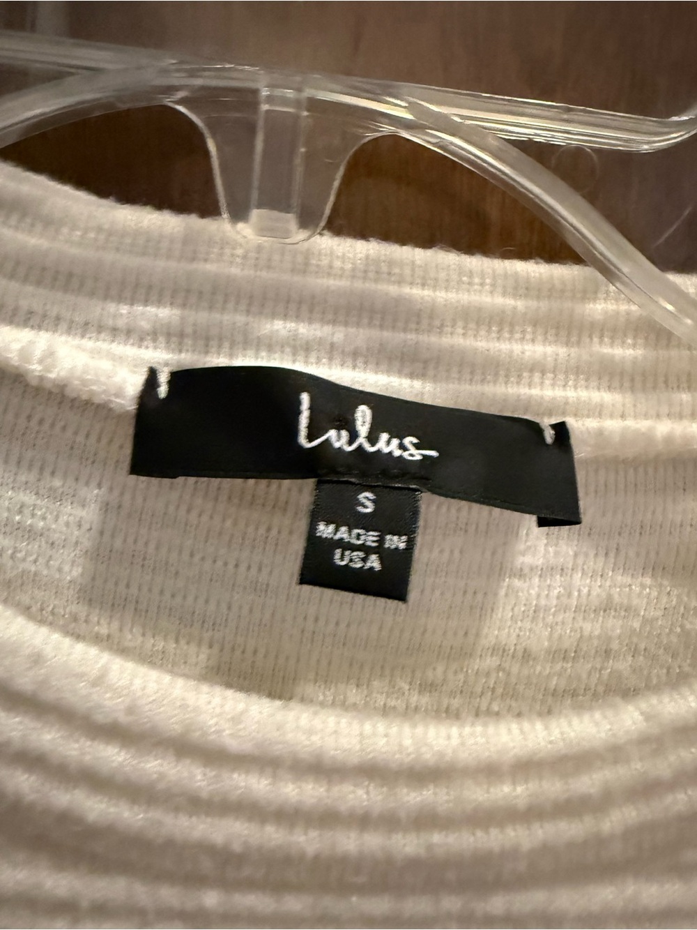 Lulu’s White Ribbed Puff-Sleeve - Picture 2 of 2